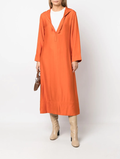 Shop Colville V-neck Hooded Dress In Orange