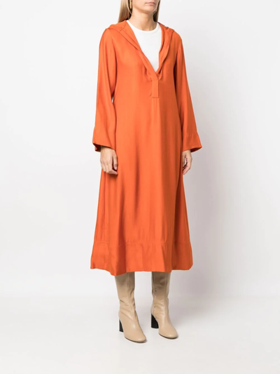 Shop Colville V-neck Hooded Dress In Orange