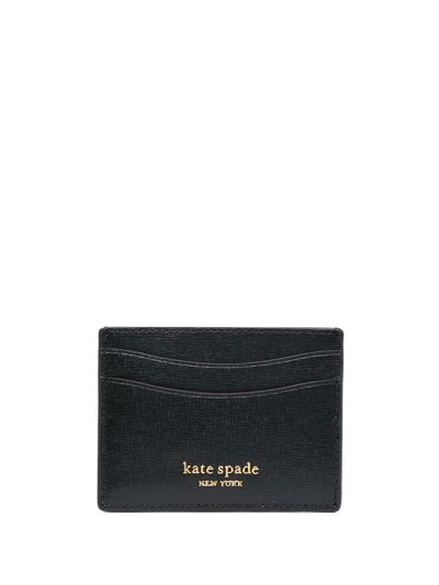 Shop Kate Spade Logo-detail Leather Cardholder In Schwarz