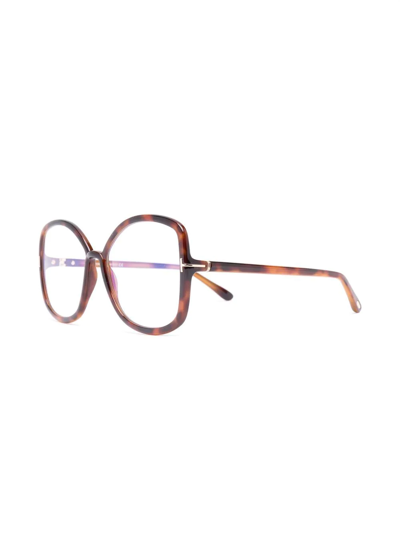 Shop Tom Ford Ft5845b Oversize-frame Glasses In Braun