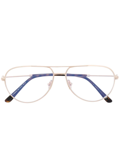 Shop Tom Ford Double-bridge Glasses In Gold