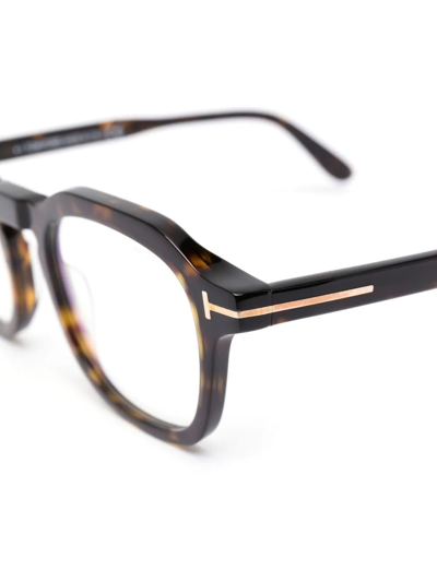 Shop Tom Ford Ft5836b Round-frame Glasses In Braun