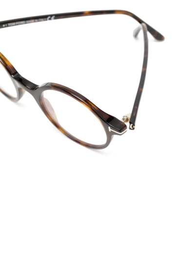 Shop Tom Ford Tortoiseshell-effect Round-frame Glasses In Braun