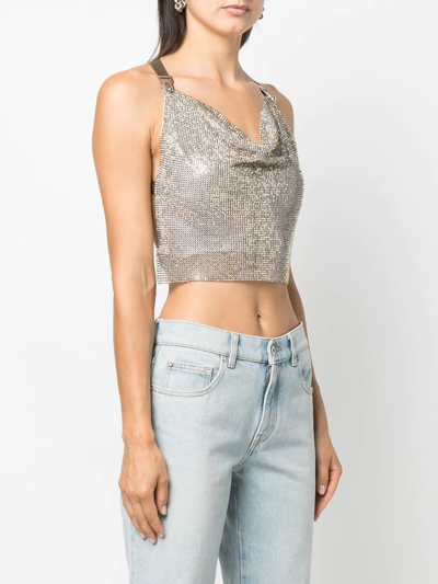 Shop Poster Girl Crystal-embellished Crop Top In Braun