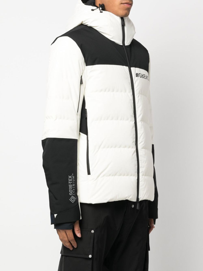 Shop Moncler Colour-block Hooded Puffer Jacker In Weiss