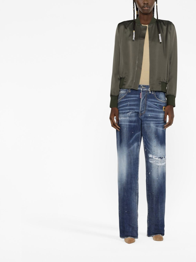 Shop Dsquared2 Ripped-detail Straight-leg Jeans In Blau