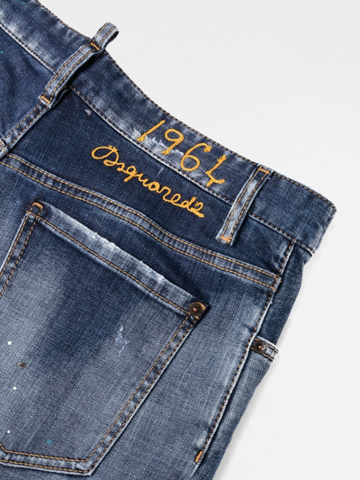 Shop Dsquared2 Ripped-detail Straight-leg Jeans In Blau