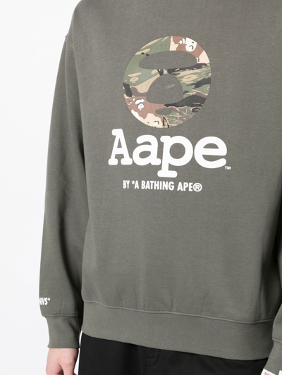 Shop Aape By A Bathing Ape Logo-print Sweatshirt In Grün