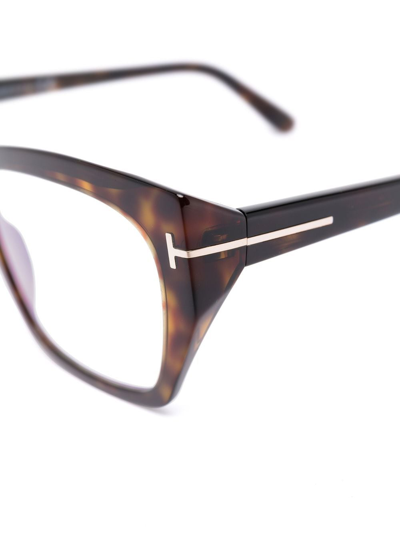 Shop Tom Ford Ft5846b Square-frame Glasses In Braun