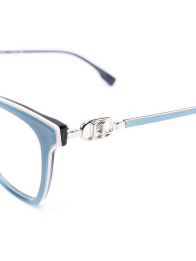 Shop Karl Lagerfeld Logo-plaque Cat-eye Glasses In Blau