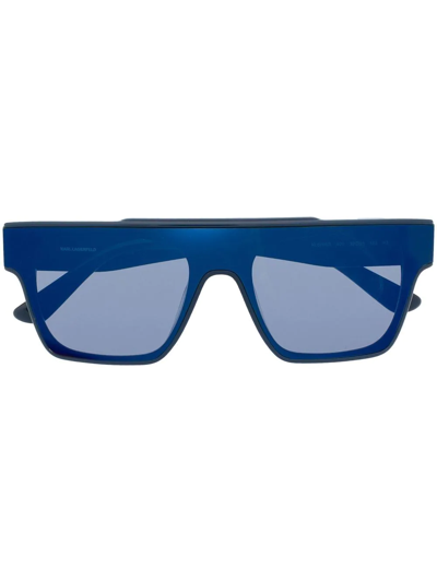 Shop Karl Lagerfeld Logo-print Square-frame Sunglasses In Blau