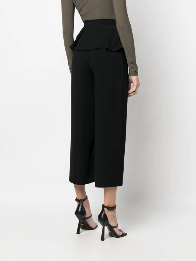 Shop Murmur Fold-over Waist Cropped Trousers In Schwarz