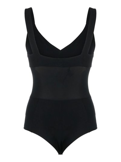 Shop Murmur Transparent-panel Sleeveless Bodysuit In Black