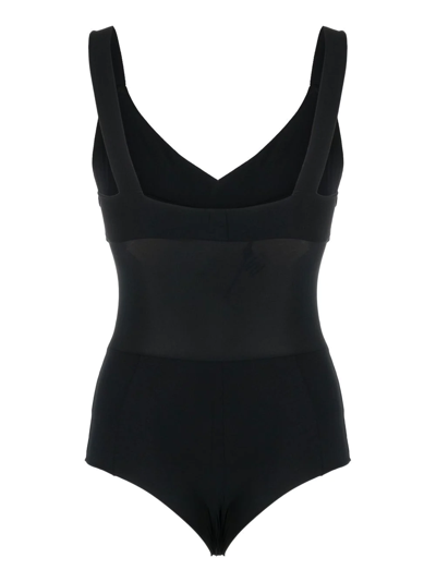 Murmur Transparent-panel Sleeveless Bodysuit In Black