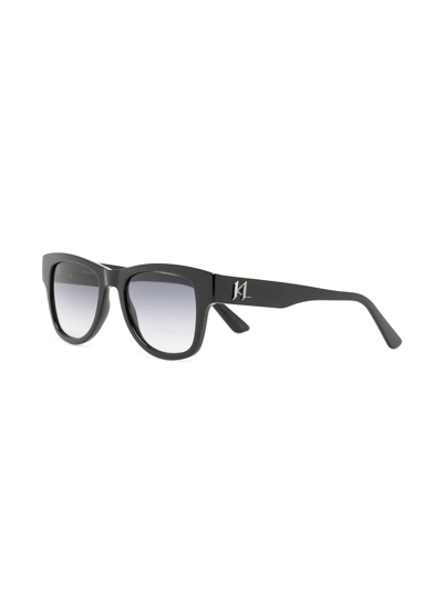 Shop Karl Lagerfeld Logo-plaque Square-frame Sunglasses In Schwarz