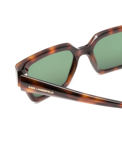 Shop Karl Lagerfeld Logo-print Square-frame Sunglasses In Braun