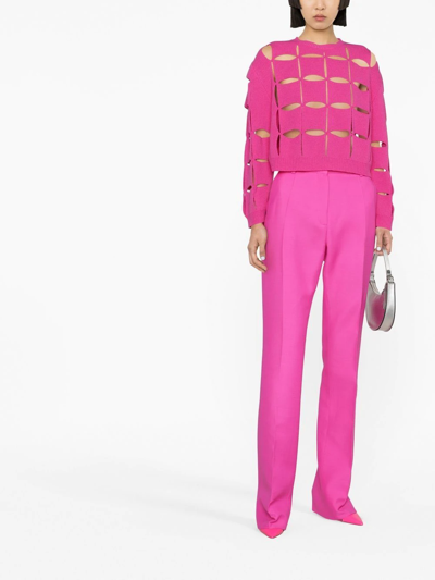 Shop Valentino Cut-out Virgin Wool Jumper In Pink