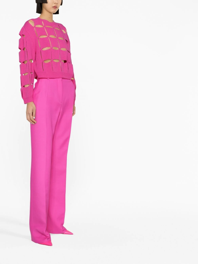 Shop Valentino Cut-out Virgin Wool Jumper In Pink