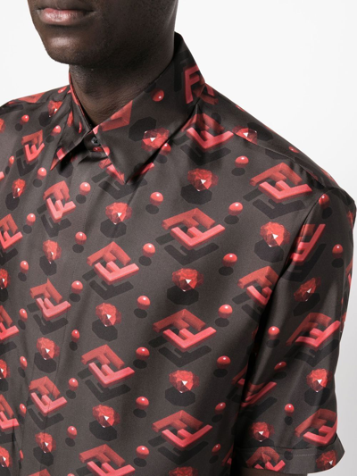 Shop Fendi Logo Print Short-sleeve Shirt In Black
