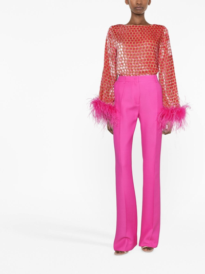 Shop Valentino Wool-blend Tailored Trousers In Rosa