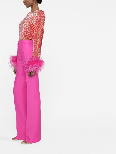 Shop Valentino Wool-blend Tailored Trousers In Rosa