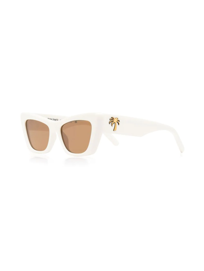 Shop Palm Angels Hermosa Square-frame Sunglasses In Nude