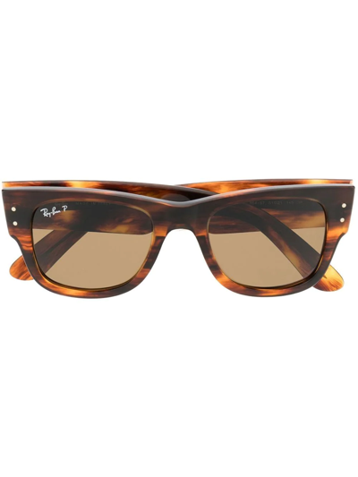 Ray Ban Rectangle-frame Sunglasses In Braun