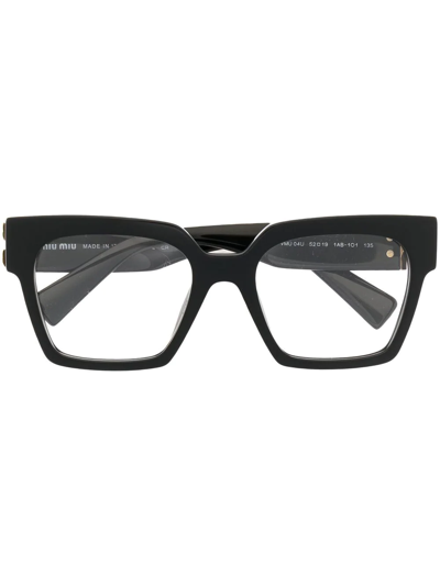 Shop Miu Miu Square Frame Glasses In Schwarz