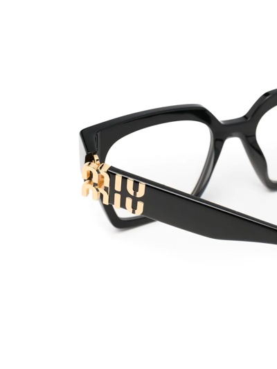 Shop Miu Miu Square Frame Glasses In Schwarz