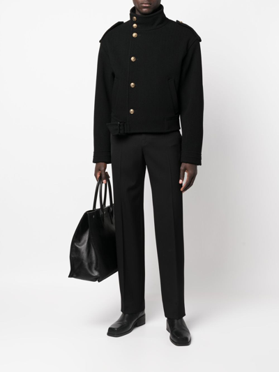 Shop Saint Laurent Button-up Wool Military Jacket In Schwarz