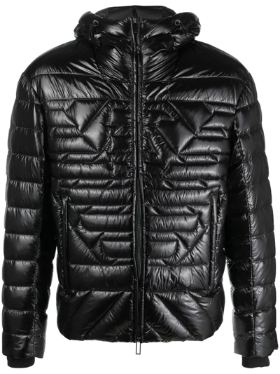Shop Emporio Armani Embossed-logo Padded Jacket In Schwarz