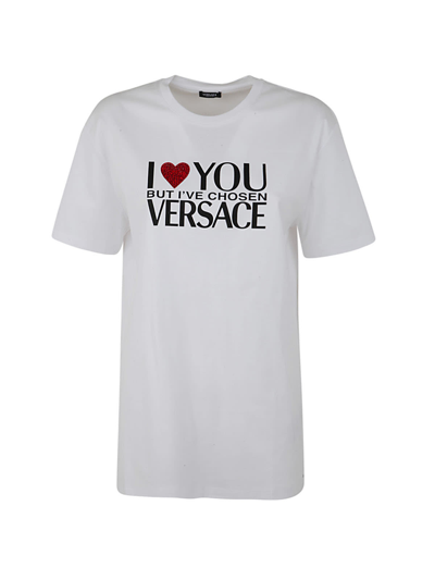 Shop Versace Hot Fix I Love You T-shirt In Optic White