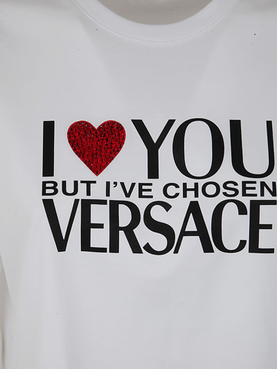 Shop Versace Hot Fix I Love You T-shirt In Optic White