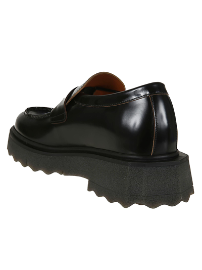 Shop Off-white Leather Sponge Loafer In Black Army Green