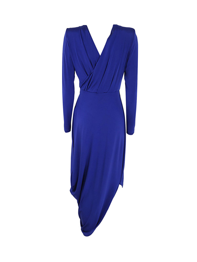 Shop Giorgio Armani Viscose Jersey Asymmethrical Dress In R Electric Blue
