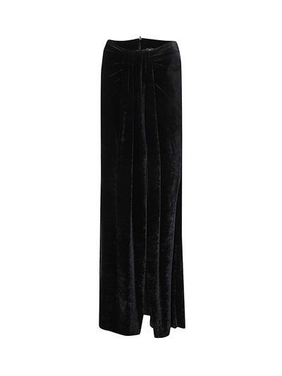 Shop Blumarine Velvet Long Skirt In Black
