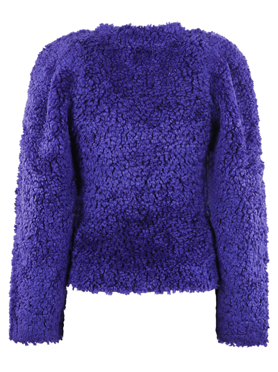 Shop Stella Mccartney Furry Textured Knit Cropped Jumper In Violet