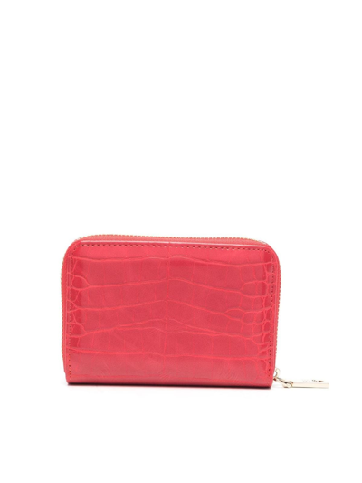 Shop Love Moschino Croco Print Wallet In Red