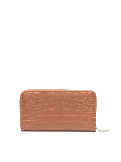 Shop Love Moschino Croco Print Wallet In Camel