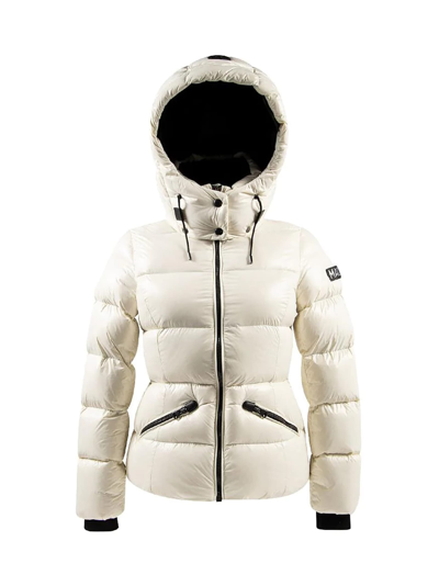 Shop Mackage Madalyn Light And Brilliant Down Jacket With Hood In Off-white