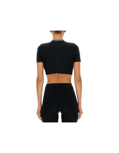 Shop Alexander Wang Crop Top With Jacquard Logo In Black