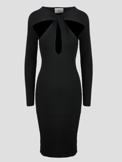 Shop Coperni Cut-out Draped Midi Dress In Black
