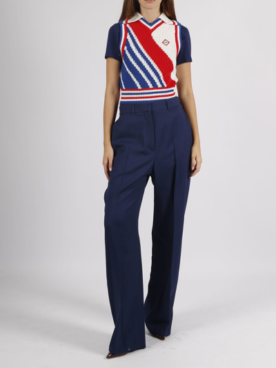 Shop Casablanca Wool Tailoring Trousers In Blue