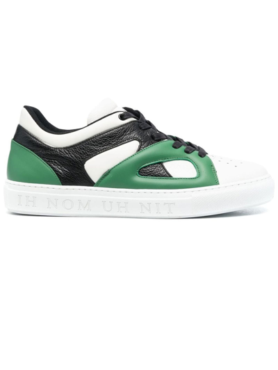 Shop Ih Nom Uh Nit White, Black And Green Leather Sneakers In Bianco+verde
