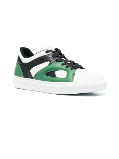 Shop Ih Nom Uh Nit White, Black And Green Leather Sneakers In Bianco+verde