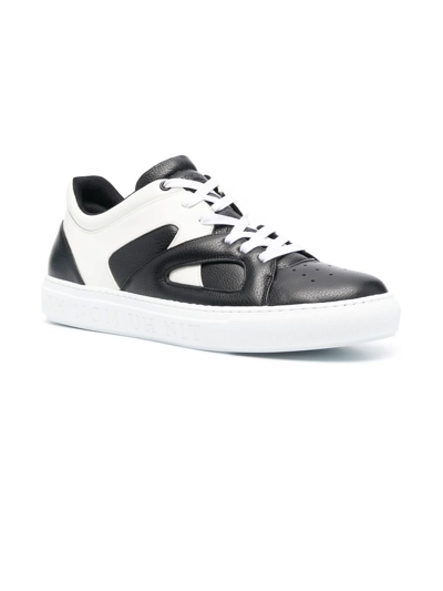 Shop Ih Nom Uh Nit White And Black Leather Sneakers In Bianco+nero