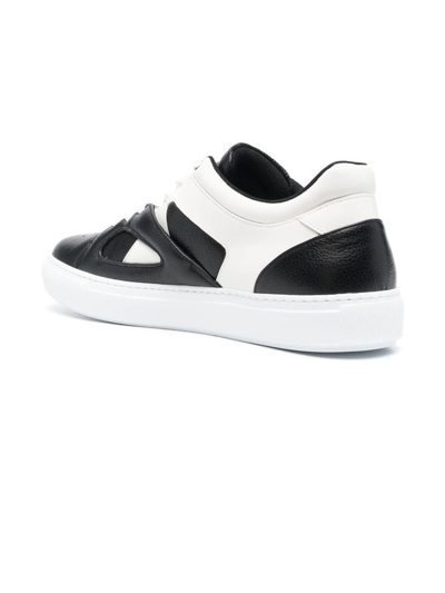 Shop Ih Nom Uh Nit White And Black Leather Sneakers In Bianco+nero