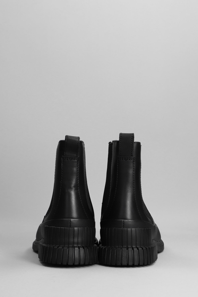 Shop Camper Pix Low Heels Ankle Boots In Black Leather
