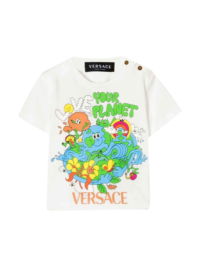 Shop Versace White T-shirt Baby Unisex Kids In Bianco