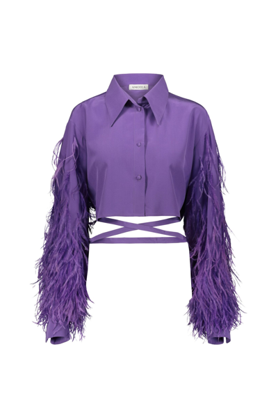 Shop Amotea Marta In Purple Silk & Plumes